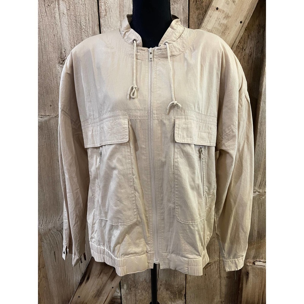 MEMBERS Only Passport Jacket Men L Beige Full Zip Comfort Casual Windbreaker